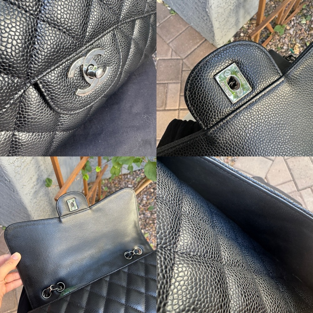 SOLD Chanel Caviar Leather Jumbo Single Flap Shoulder Bag - Picture 9 of 16